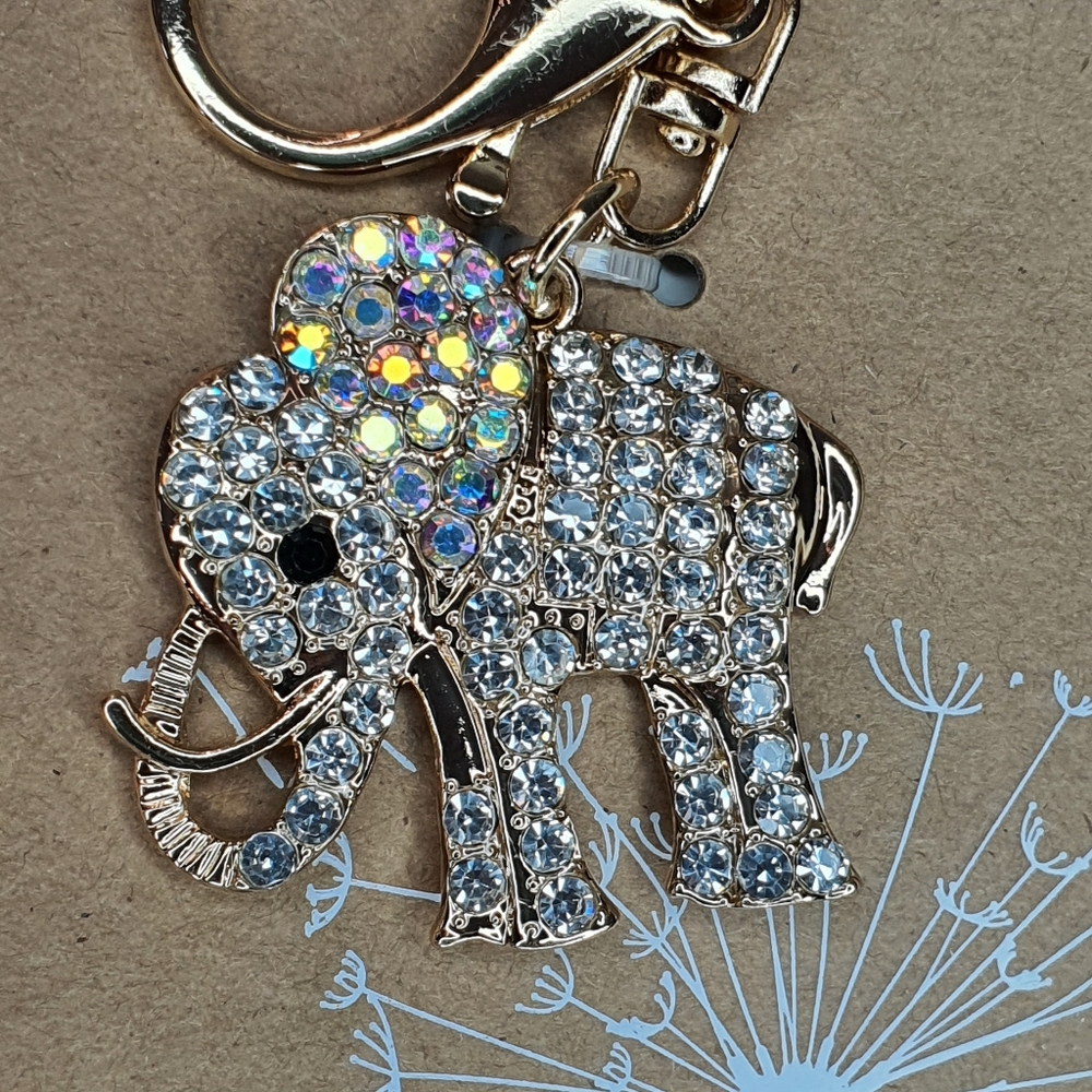 Gold and Silver Sparkling Elephant Keychain  NWT